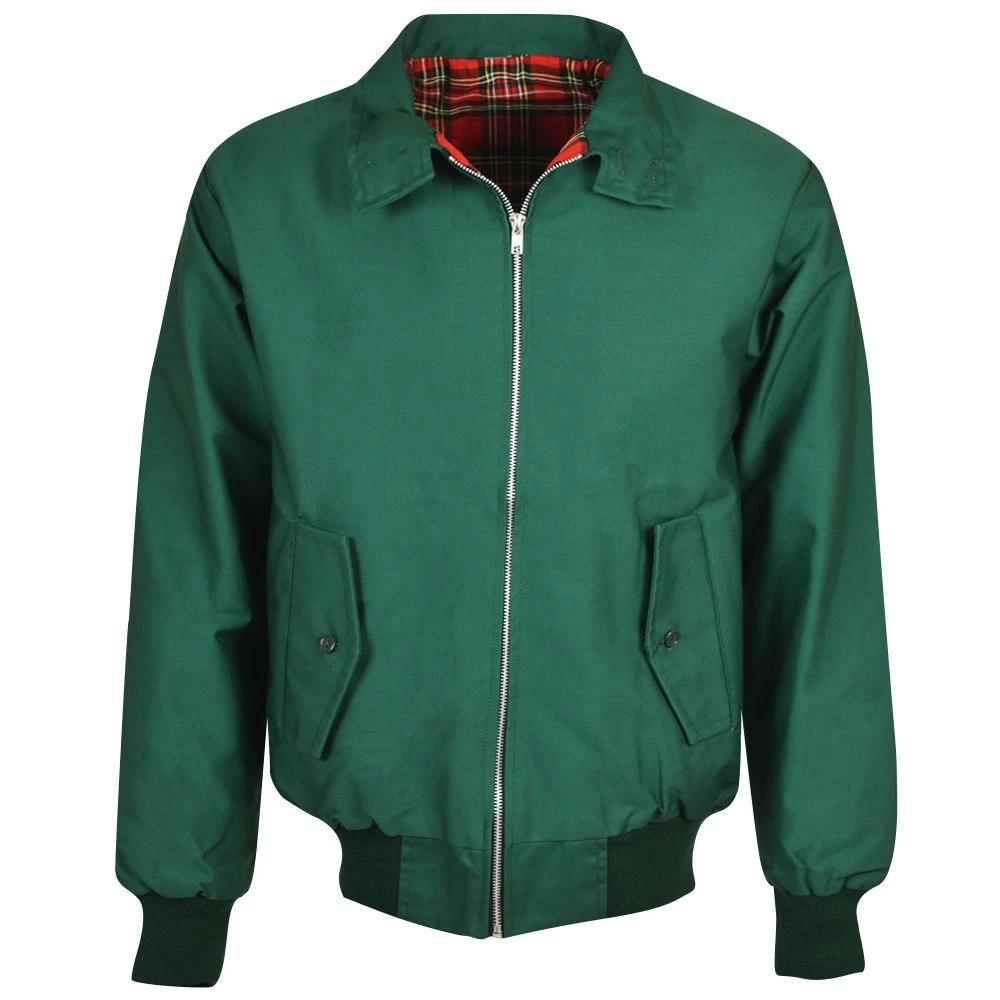 Classic Green Harrington Jacket with Red Tartan Lining - Made in UK 1 Classic Green Harrington Jacket with Red Tartan Lining - Made in UK