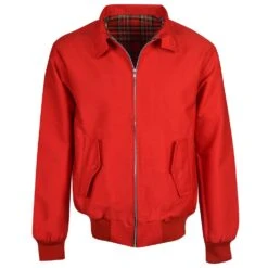Classic Red Harrington Jacket with Red Tartan Lining - Made in UK