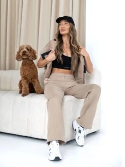 Isabel Wide Leg Sweatpants - Tan -Blakely Clothing Store isabeljoggersbrand