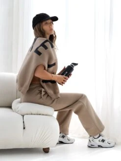 Isabel Wide Leg Sweatpants - Tan -Blakely Clothing Store isabeljoggersbrand 4