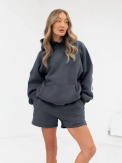 Isabel Hoodie & Jogger Shorts Set - Charcoal -Blakely Clothing Store isabelshortssetD 4