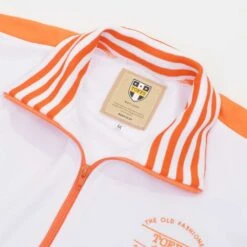 The Old Fashioned Football Shirt Co. White/Orange Retro Track Top -Blakely Clothing Store j0058 2