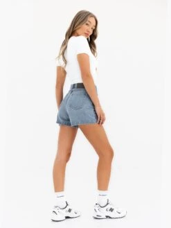 Blakely High Rise Denim Shorts - Faded Blue -Blakely Clothing Store jeanshortre edit 4