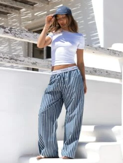 Kiara Stripe Trousers - Navy 8 Kiara Stripe Trousers - Navy -Blakely Clothing Store kiarabrandD 4