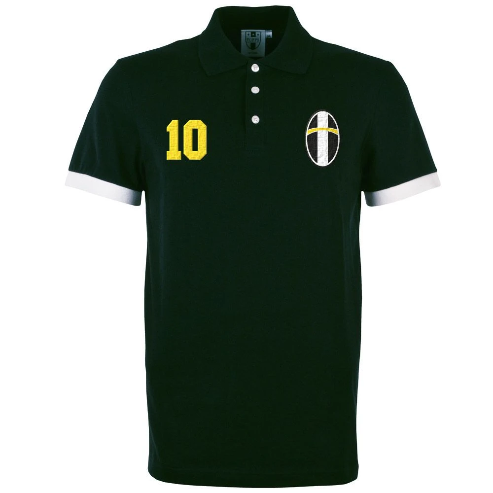 Piemonte Calcio Retro No 10 Black Polo Shirt - Classic Football Style 1 Piemonte Calcio Retro No 10 Black Polo Shirt - Classic Football Style