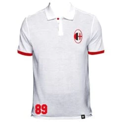 AC Milan No 89 White Polo Shirt - Official Heritage Style