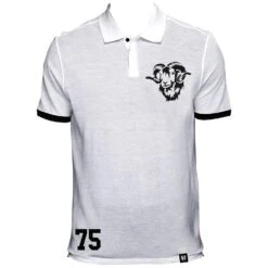 Derby County No 75 White Polo Shirt - Official Organic Cotton