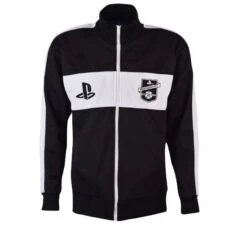 PlayStation Official Black Track Top - Classic Heavy Pique Zip-Up