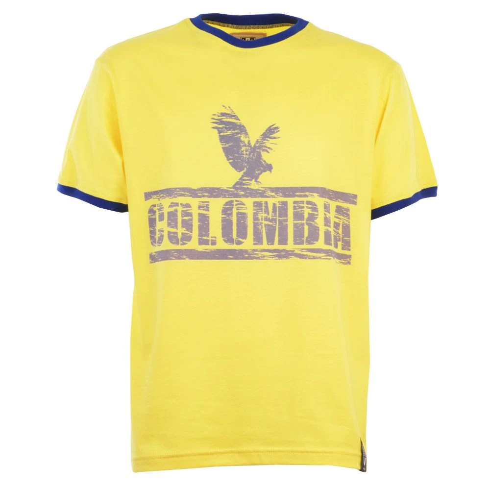 Colombia Yellow & Royal Ringer T-Shirt - 100% Organic Cotton 1 Colombia Yellow & Royal Ringer T-Shirt - 100% Organic Cotton