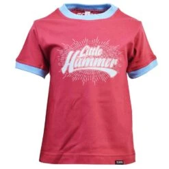 Kids Football T-Shirt - Little Hammer Maroon & Sky Blue Ringer Tee