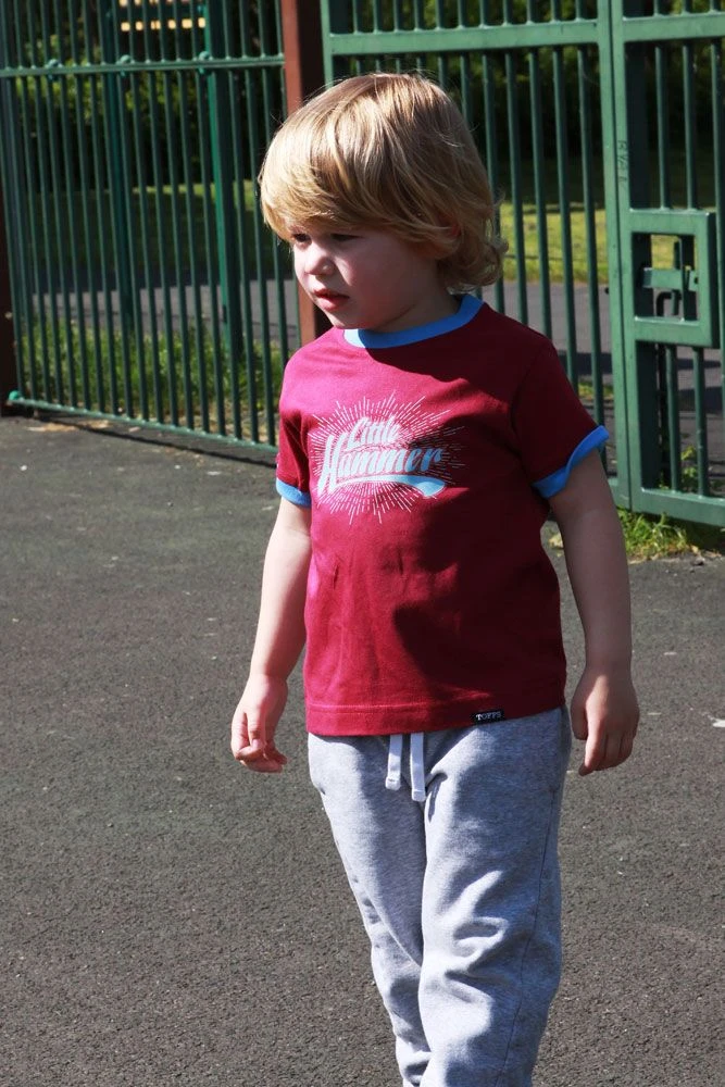 Kids Football T-Shirt - Little Hammer Maroon & Sky Blue Ringer Tee 4 Kids Football T-Shirt - Little Hammer Maroon & Sky Blue Ringer Tee - Image 4
