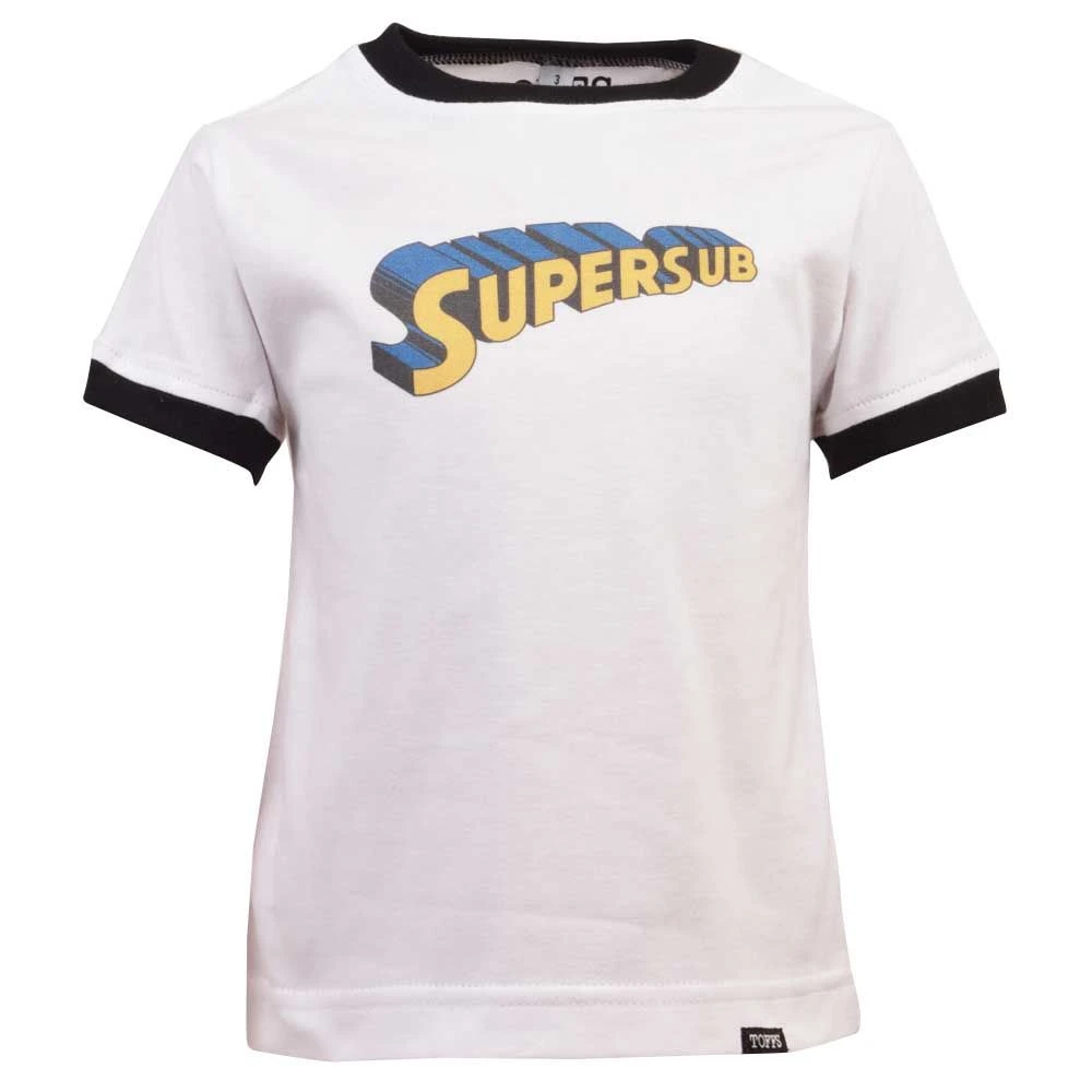 Kids Organic Cotton Ringer T-Shirt - White and Black Supersub 1 Kids Organic Cotton Ringer T-Shirt - White and Black Supersub