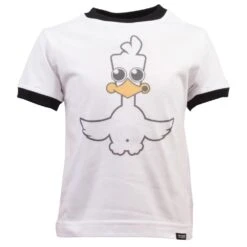 Kids Swansea White & Black Ringer Tee - Organic Cotton Football Shirt