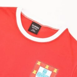 Portugal 12th Man Ringer T-Shirt - Organic Red & White Supporter Tee -Blakely Clothing Store print0279 2