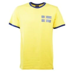 Sweden Fan Supporter T-Shirt - Yellow/Royal Organic Cotton Ringer