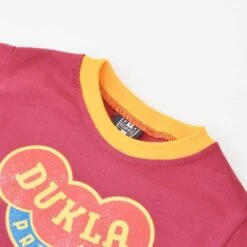 Dukla Prague Kids 12th Man Ringer T-Shirt - Maroon & Amber -Blakely Clothing Store print0345 2