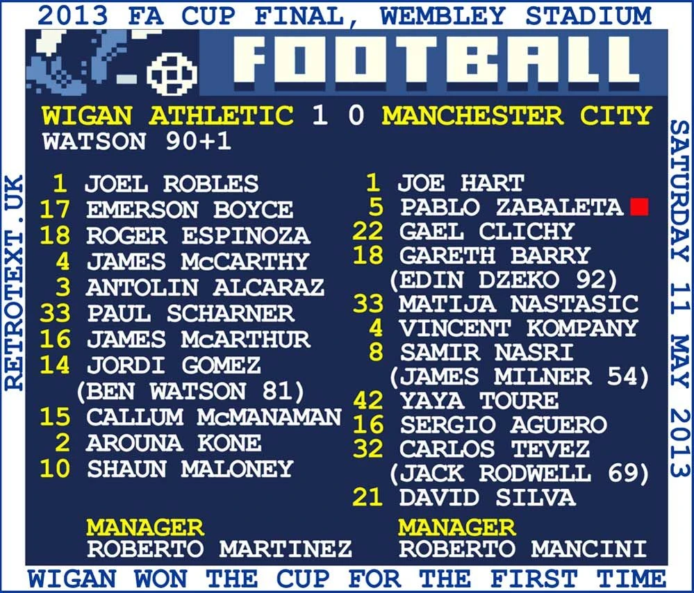 2013 FA Cup Final Wigan Athletic Retro Tribute T-Shirt - White 2 2013 FA Cup Final Wigan Athletic Retro Tribute T-Shirt - White - Image 2