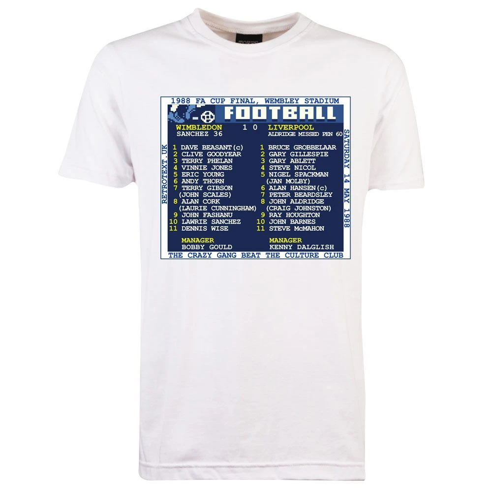 Wimbledon 1988 FA Cup Final Retro Teletext T-Shirt - Organic Cotton 1 Wimbledon 1988 FA Cup Final Retro Teletext T-Shirt - Organic Cotton