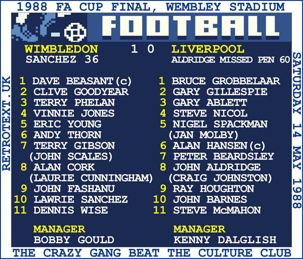 Wimbledon 1988 FA Cup Final Retro Teletext T-Shirt - Organic Cotton 2 Wimbledon 1988 FA Cup Final Retro Teletext T-Shirt - Organic Cotton - Image 2