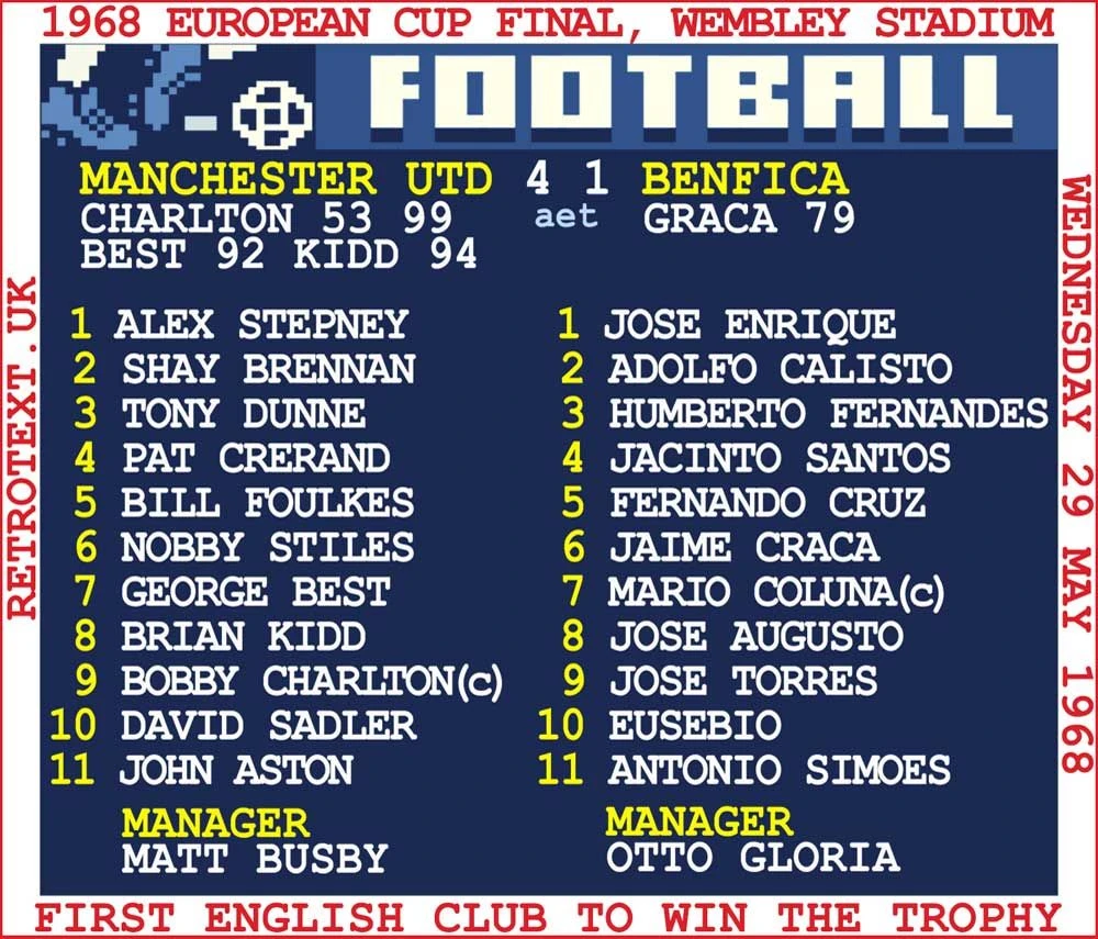 1968 Manchester United European Cup Final Retro T-Shirt - White 2 1968 Manchester United European Cup Final Retro T-Shirt - White - Image 2