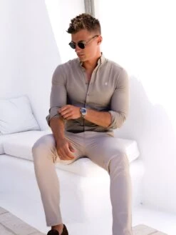 Carter Long Sleeve Shirt - Stone -Blakely Clothing Store shirtedit 1 2