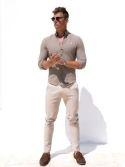 Carter Long Sleeve Shirt - Stone -Blakely Clothing Store shirtedit 5