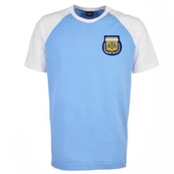 Argentina Raglan Sleeve Retro World Cup T-Shirt - Sky & White