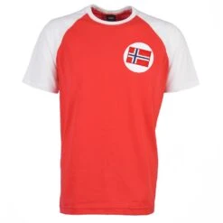 Norway Raglan Sleeve T-Shirt - Red & White Organic Cotton Fan Wear