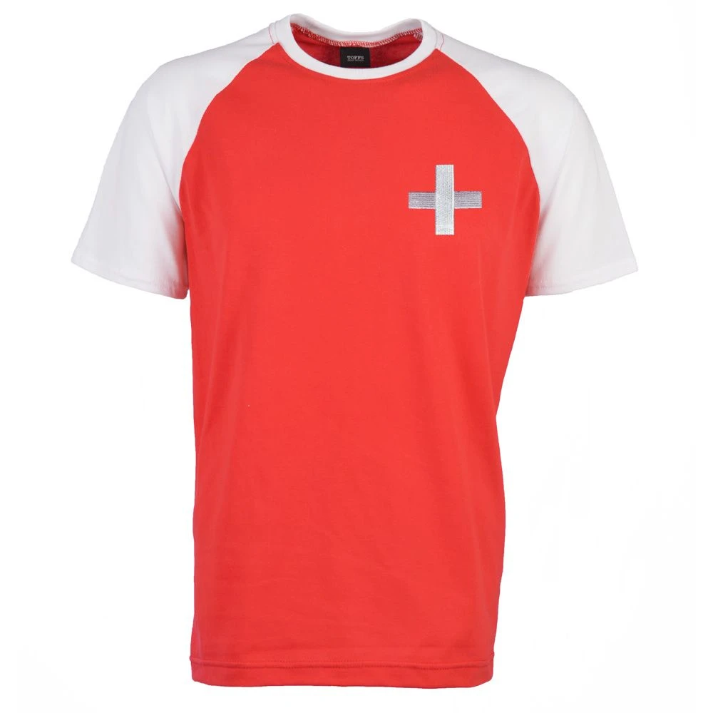 Switzerland Raglan Sleeve Red & White Organic Cotton T-Shirt 1 Switzerland Raglan Sleeve Red & White Organic Cotton T-Shirt