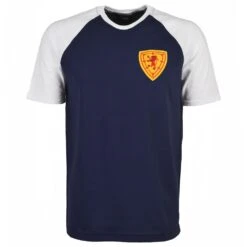Scotland Navy/White Raglan Sleeve T-Shirt - 1950s Retro Crest