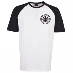 Germany Football Fan Raglan T-Shirt - White & Black Organic Cotton