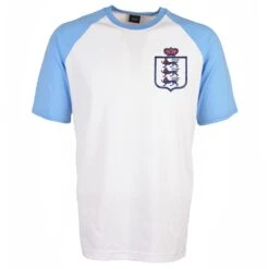 Kids England Raglan Sleeve Football T-Shirt - White & Sky Three Lions Tee