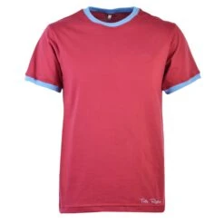 Toffs Retro Maroon/Sky Tee Shirt - Organic Cotton Casualwear