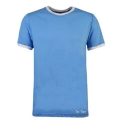 Toffs Retro Sky Blue and White Organic Cotton Tee Shirt