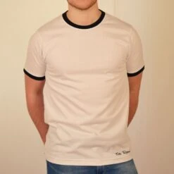 Toffs Retro White/Black Organic Cotton Tee Shirt