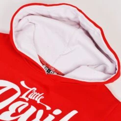 Kids Little Devil Football Hoodie - Red & White Premium Cotton Pullover -Blakely Clothing Store th0010 2