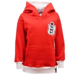 Kids England Football Hoodie - Premium Red & White Supporters Pullover