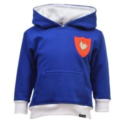 Kids France Rugby Hoodie - Royal Blue & White Sports Sweatshirt
