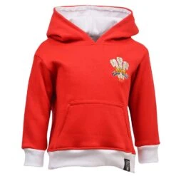 Kids Wales Rugby Hoodie - Premium Red & White Embroidered Sweatshirt