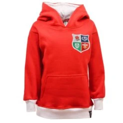 British & Irish Lions Kids 1970s Retro Rugby Hoodie - Red/White