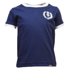 Kids Scotland Rugby T-Shirt - Organic Navy and White Ringer Tee
