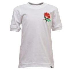 Kids England Rugby Embroidered T-Shirt - Organic Cotton White Tee