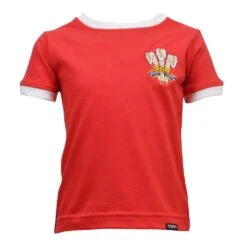Kids Wales Rugby Red & White Ringer Tee - 100% Organic Cotton