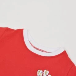 Kids Wales Rugby Red & White Ringer Tee - 100% Organic Cotton -Blakely Clothing Store tt0009 2