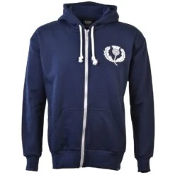 Scotland 1925 Vintage Rugby Zipped Hoodie - Navy Blue