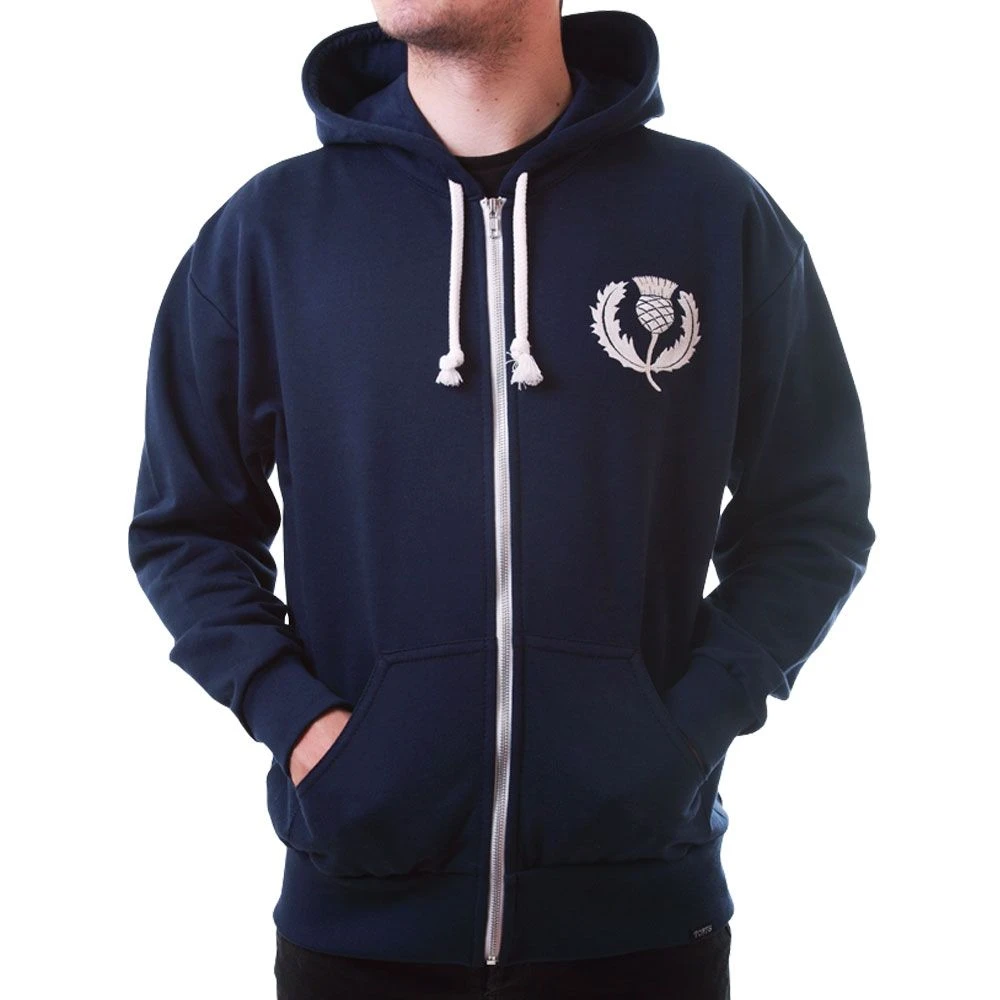 Scotland 1925 Vintage Rugby Zipped Hoodie - Navy Blue 4 Scotland 1925 Vintage Rugby Zipped Hoodie - Navy Blue - Image 4