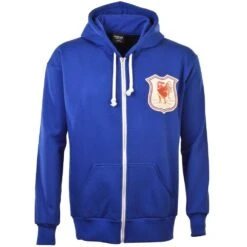 France 1924 Vintage Rugby Zipped Hoodie in Royal Blue