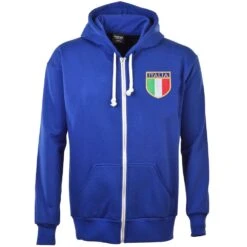 Italy 1975 Vintage Rugby Zipped Hoodie - Royal Blue