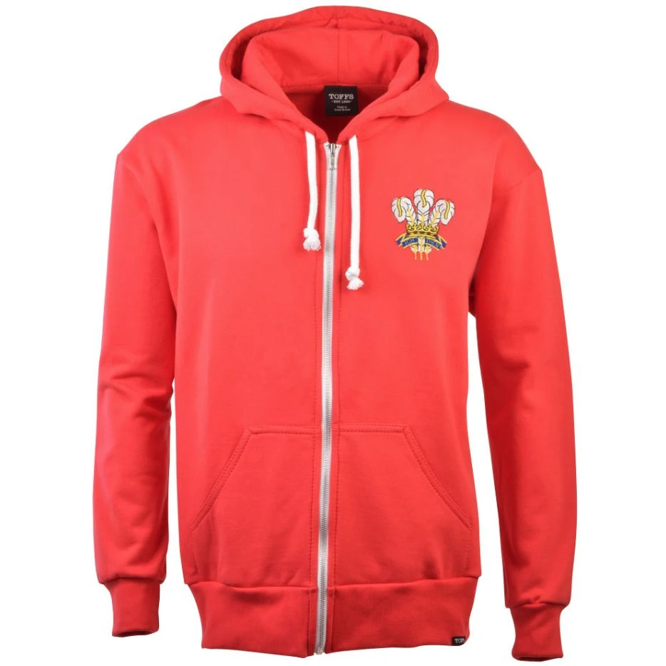 Wales 1972 Vintage Rugby Zipped Hoodie - Red 1 Wales 1972 Vintage Rugby Zipped Hoodie - Red