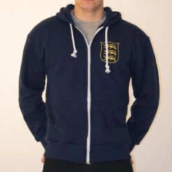 British & Irish Lions 1930s Vintage Rugby Zipped Hoodie - Navy
